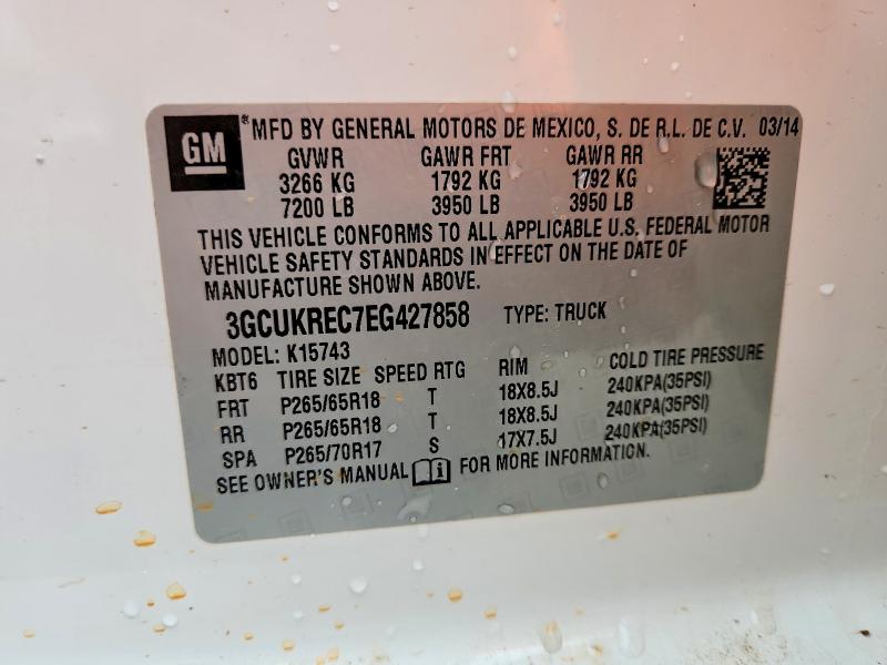 Aukcja sprzedaży 2014 Chevrolet Silverado, vin: 3GCUKREC7EG427858, numer aukcji: 57879676