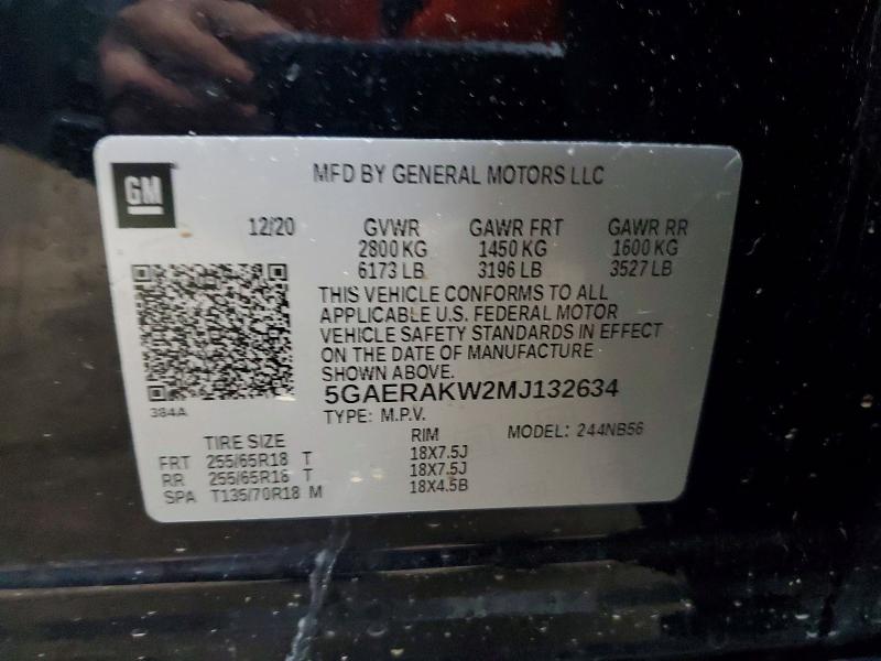 58005476 :رقم المزاد ، 5GAERAKW2MJ132634 vin ، 2021 Buick Enclave مزاد بيع