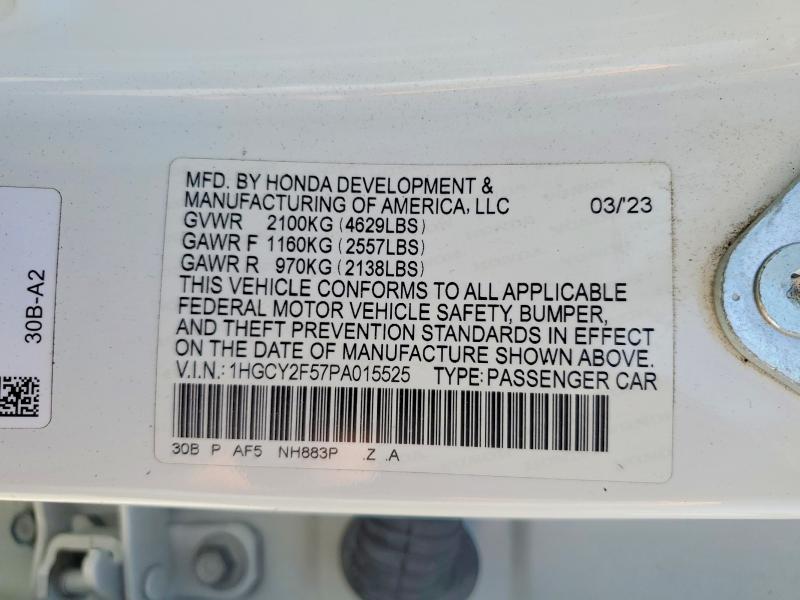 Aukcja sprzedaży 2023 Honda Accord, vin: 1HGCY2F57PA015525, numer aukcji: 55056966