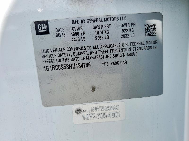 57956936 :رقم المزاد ، 1G1RC6S58HU134746 vin ، 2017 Chevrolet Volt مزاد بيع