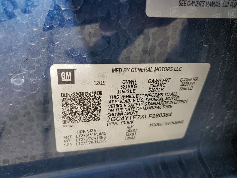 2020 Chevrolet Silverado მანქანა იყიდება აუქციონზე, vin: 1GC4YTE7XLF180364, აუქციონის ნომერი: 56478976