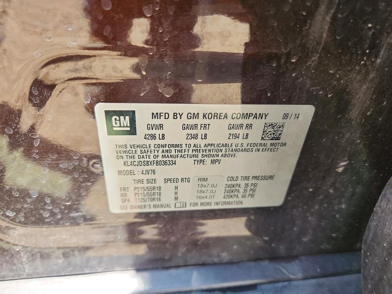 57414676 :رقم المزاد ، KL4CJDSBXFB036334 vin ، 2015 Buick Encore مزاد بيع