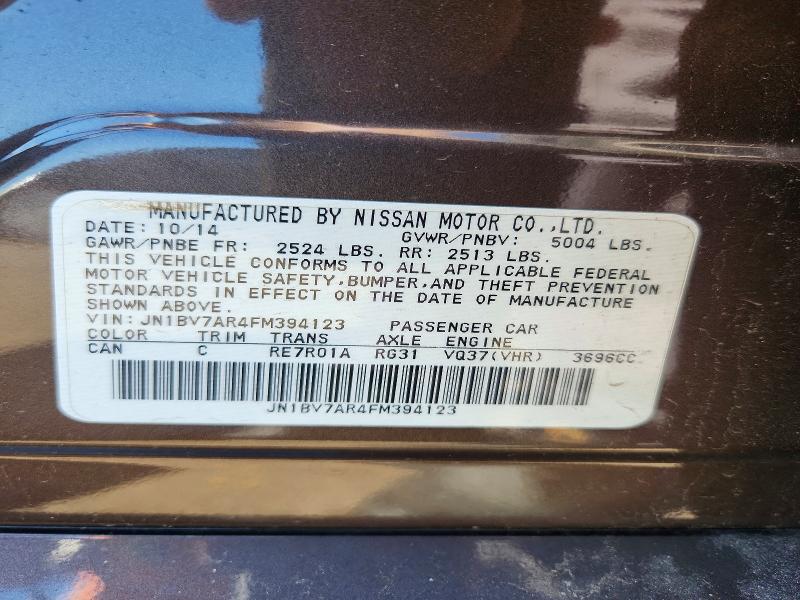 Aukcja sprzedaży 2015 Infiniti Q50, vin: JN1BV7AR4FM394123, numer aukcji: 58230716