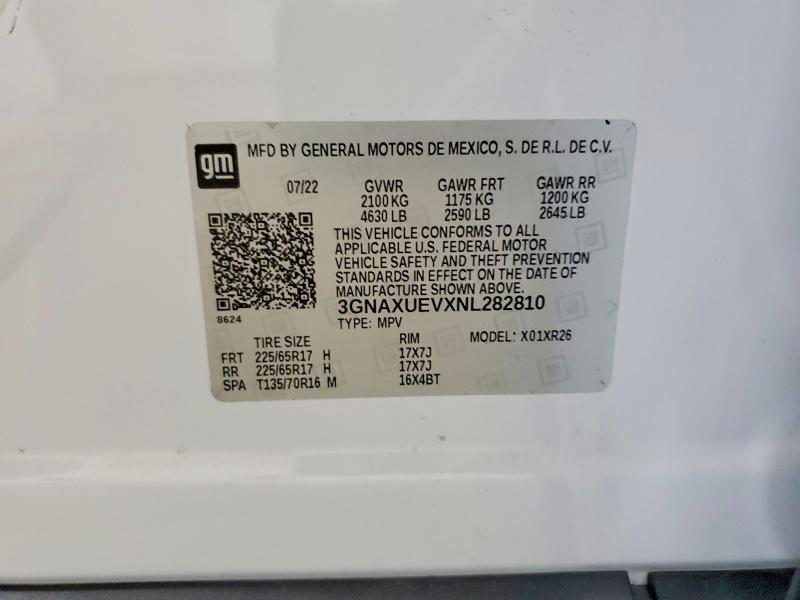 Продажа на аукционе авто 2022 Chevrolet Equinox, vin: 3GNAXUEVXNL282810, номер лота: 57552726