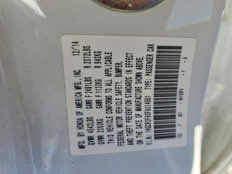 57947016 :رقم المزاد ، 1HGCR3F85FA014661 vin ، 2015 Honda Accord مزاد بيع