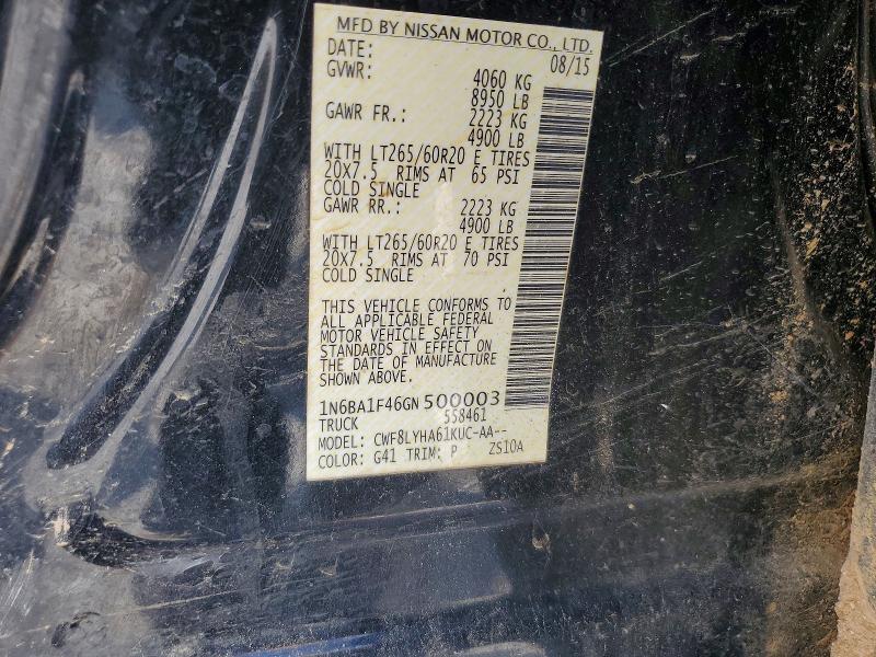 2016 Nissan Titan Xd მანქანა იყიდება აუქციონზე, vin: 1N6BA1F46GN500003, აუქციონის ნომერი: 54798386