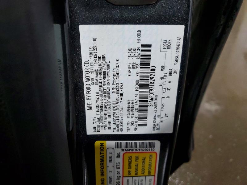 56604146 :رقم المزاد ، 3FA6P0T97FR292180 vin ، 2015 Ford Fusion مزاد بيع