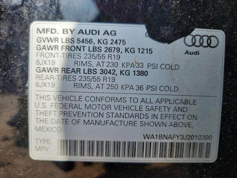 55652006 :رقم المزاد ، WA1BNAFY3J2010390 vin ، 2018 Audi Q5 مزاد بيع