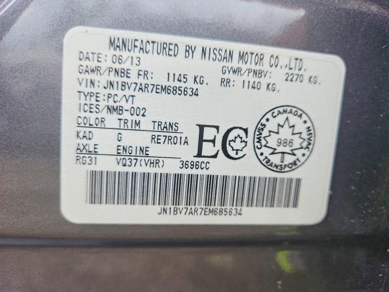 Aukcja sprzedaży 2014 Infiniti Q50, vin: JN1BV7AR7EM685634, numer aukcji: 54430726