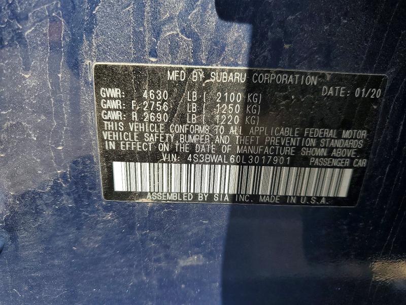 Продажа на аукционе авто 2020 Subaru Legacy, vin: 4S3BWAL60L3017901, номер лота: 57571826