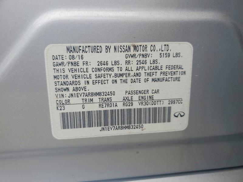 Продажа на аукционе авто 2017 Infiniti Q50, vin: JN1EV7AR8HM832450, номер лота: 57127726