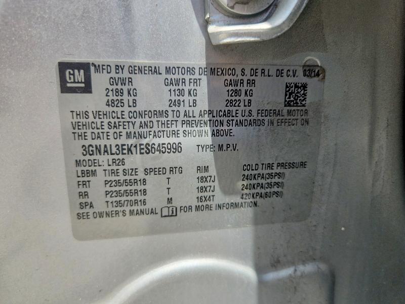 85630755 :رقم المزاد ، 3GNAL3EK1ES645996 vin ، 2014 Chevrolet Captiva مزاد بيع