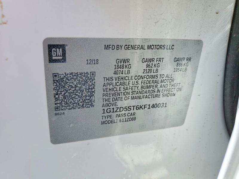 2019 Chevrolet Malibu მანქანა იყიდება აუქციონზე, vin: 1G1ZD5ST6KF140031, აუქციონის ნომერი: 55460546