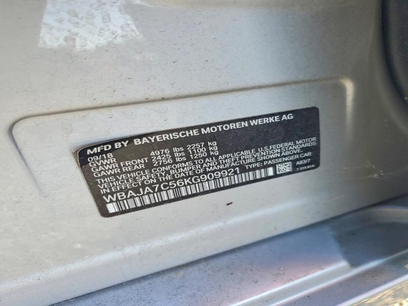 Продаж на аукціоні авто 2019 Bmw 530, vin: WBAJA7C56KG909921, номер лоту: 55777076