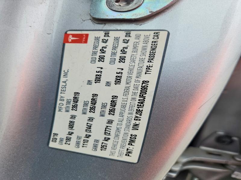 Продажа на аукционе авто 2018 Tesla Model 3, vin: 5YJ3E1EA0JF009578, номер лота: 54420916
