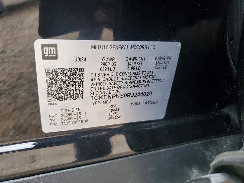 Aukcja sprzedaży 2024 Gmc Acadia, vin: 1GKENPKS0RJ244029, numer aukcji: 57546286