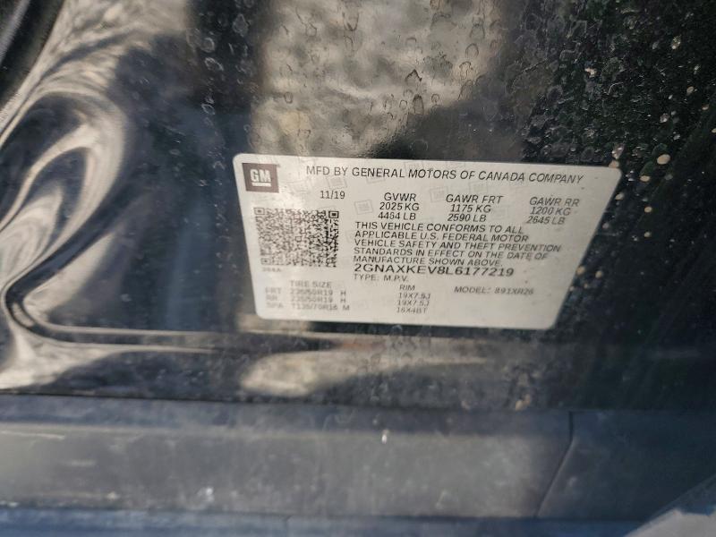2020 Chevrolet Equinox მანქანა იყიდება აუქციონზე, vin: 2GNAXKEV8L6177219, აუქციონის ნომერი: 57717296
