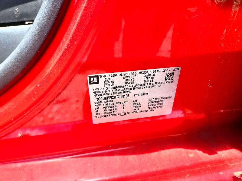 Продаж на аукціоні авто 2015 Chevrolet Silverado, vin: 3GCUKREC3FG160185, номер лоту: 58005856