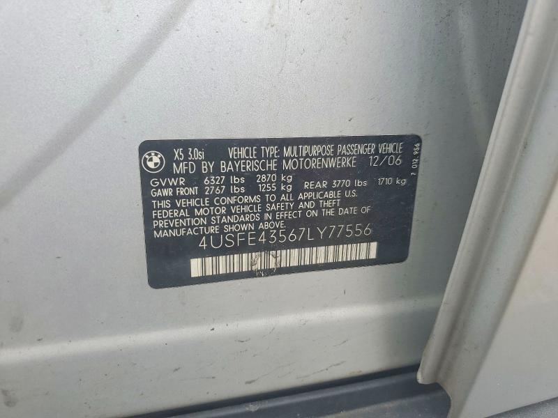 Продажа на аукционе авто 2007 Bmw X5, vin: 4USFE43567LY77556, номер лота: 56981816