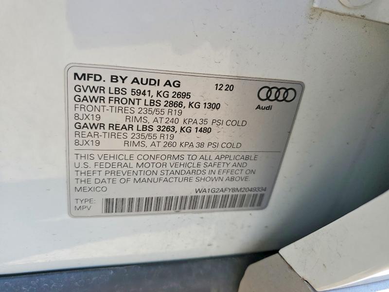 Aukcja sprzedaży 2021 Audi Q5 E, vin: WA1G2AFY8M2049334, numer aukcji: 55939806