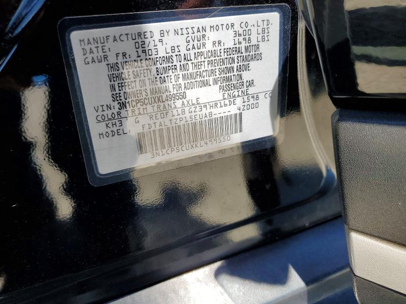 2019 Nissan Kicks მანქანა იყიდება აუქციონზე, vin: 3N1CP5CUXKL499550, აუქციონის ნომერი: 57726226