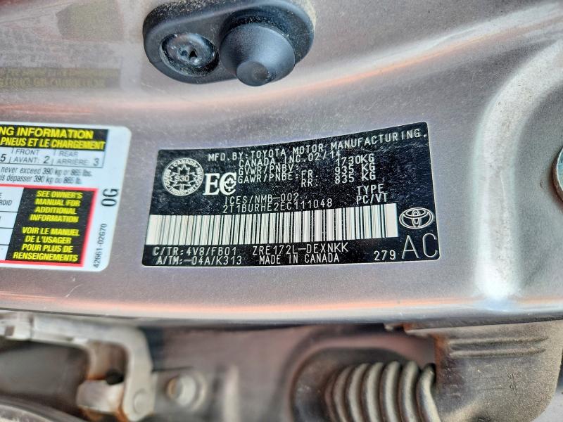 56232986 :رقم المزاد ، 2T1BURHE2EC111048 vin ، 2014 Toyota Corolla مزاد بيع