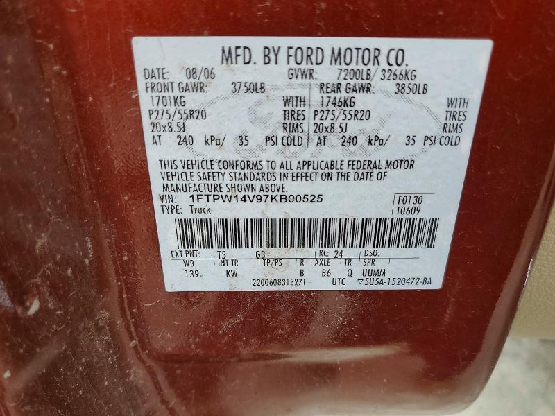 Aukcja sprzedaży 2007 Ford F150, vin: 1FTPW14V97KB00525, numer aukcji: 56538426