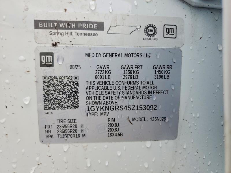 2025 Cadillac Xt5 მანქანა იყიდება აუქციონზე, vin: 1GYKNGRS4SZ153092, აუქციონის ნომერი: 57837636