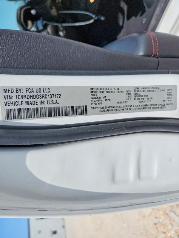 Продаж на аукціоні авто 2024 Dodge Durango, vin: 1C4RDHDG3RC137172, номер лоту: 58473086