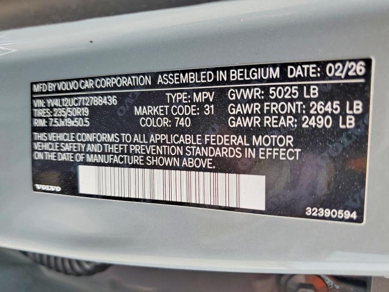 Aukcja sprzedaży 2026 Volvo Xc40, vin: YV4L12UC7T2788436, numer aukcji: 57265916