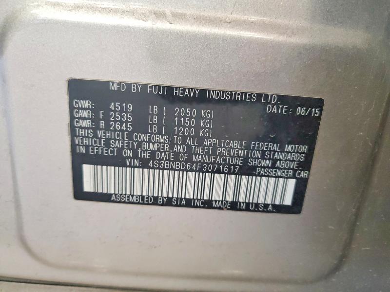 58685486 :رقم المزاد ، 4S3BNBD64F3071617 vin ، 2015 Subaru Legacy مزاد بيع