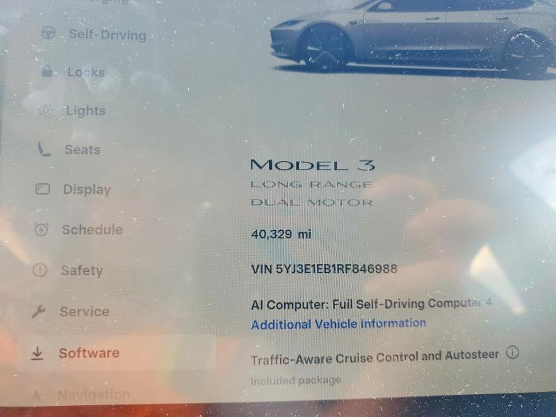Auction sale of the 2024 Tesla Model 3, vin: 5YJ3E1EB1RF846988, lot number: 58719966