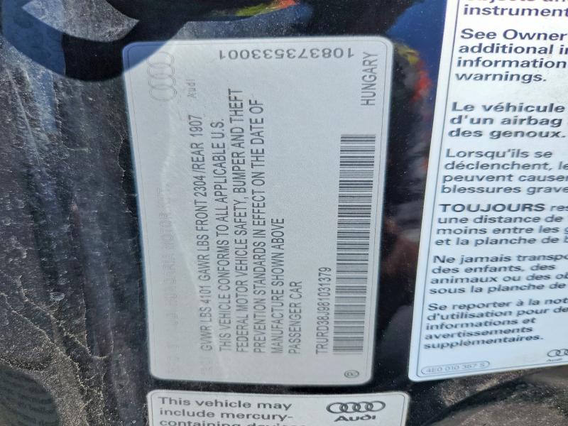 57918836 :رقم المزاد ، TRURD38J981031379 vin ، 2008 Audi Tt مزاد بيع