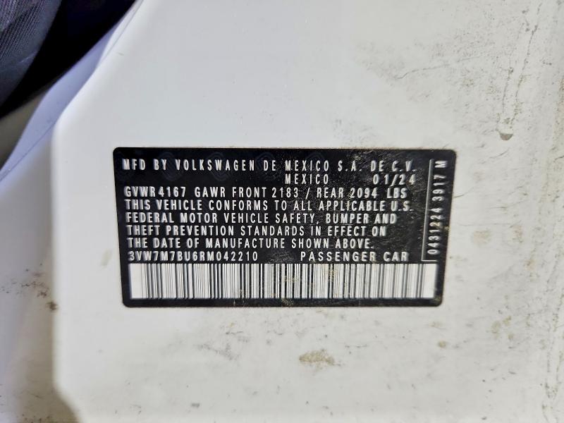 57778376 :رقم المزاد ، 3VW7M7BU6RM042210 vin ، 2024 Volkswagen Jetta مزاد بيع