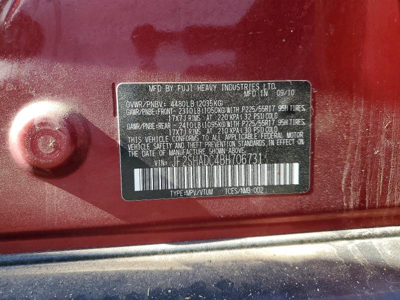 Продаж на аукціоні авто 2011 Subaru Forester, vin: JF2SHADC4BH706731, номер лоту: 56706456