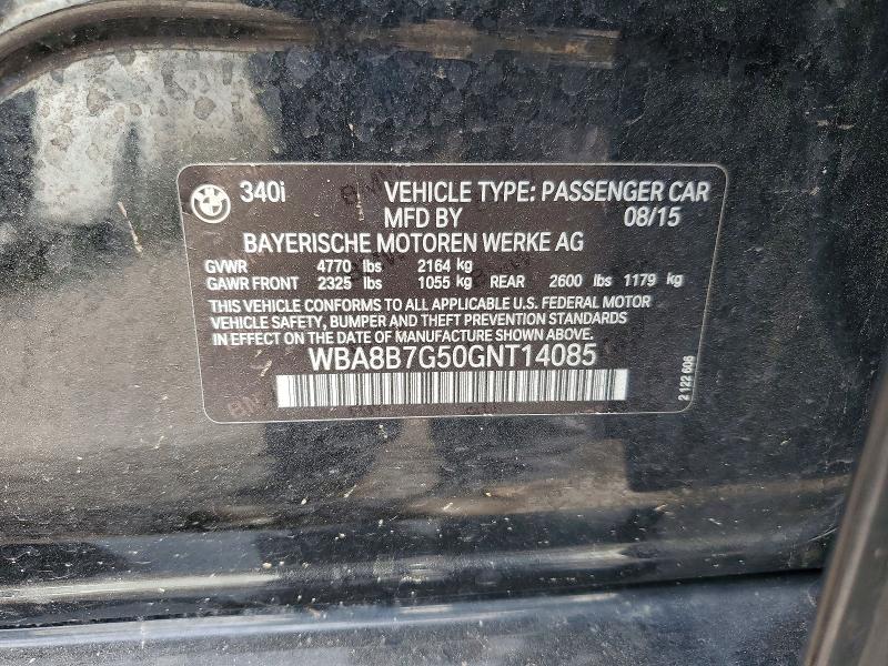 Aukcja sprzedaży 2016 Bmw 340, vin: WBA8B7G50GNT14085, numer aukcji: 57854236