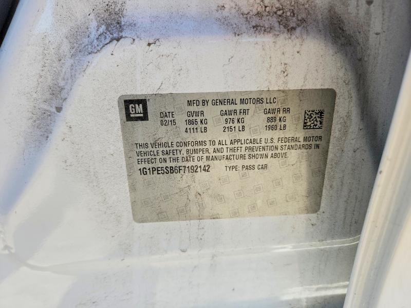 2015 Chevrolet Cruze მანქანა იყიდება აუქციონზე, vin: 1G1PE5SB6F7192142, აუქციონის ნომერი: 57041206