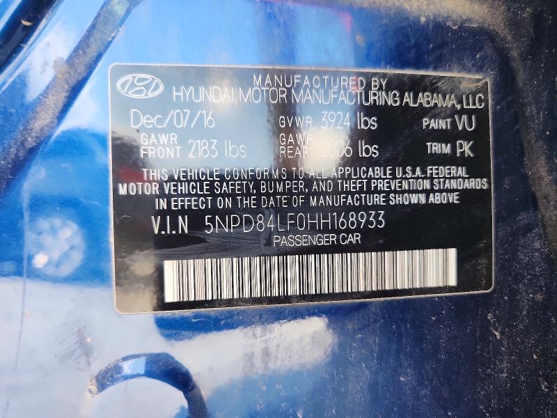 2017 Hyundai Elantra მანქანა იყიდება აუქციონზე, vin: 5NPD84LF0HH168933, აუქციონის ნომერი: 57743136