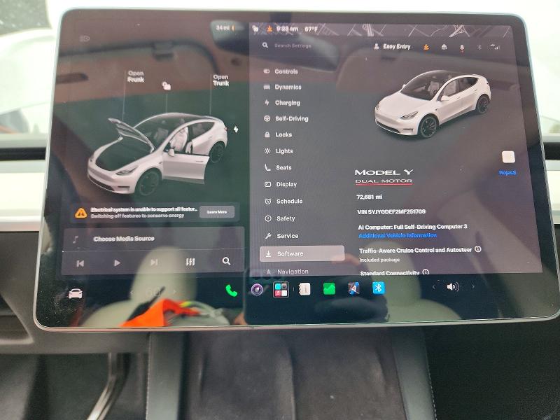 56430966 :رقم المزاد ، 5YJYGDEF2MF251709 vin ، 2021 Tesla Model Y مزاد بيع