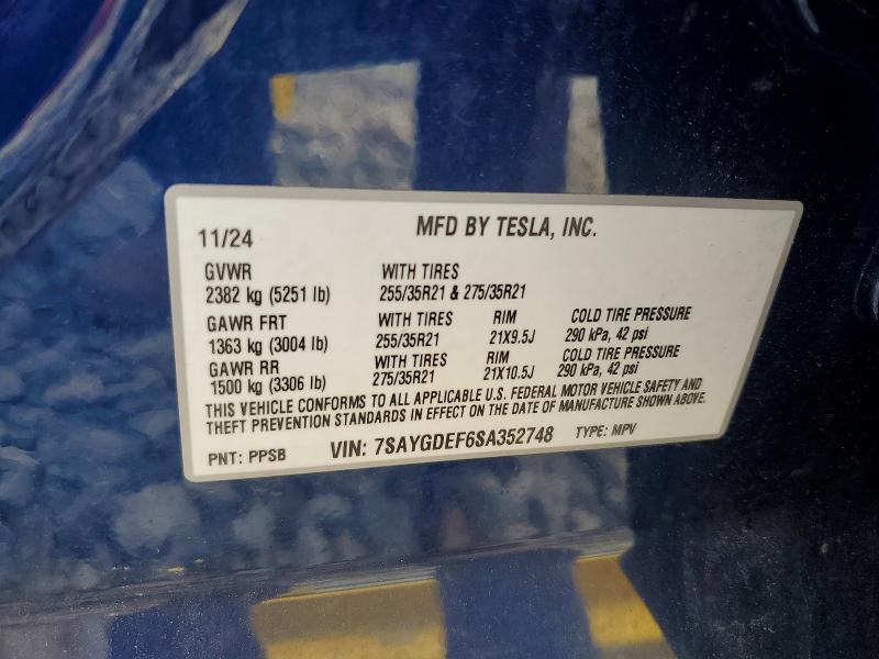 2025 Tesla Model Y მანქანა იყიდება აუქციონზე, vin: 7SAYGDEF6SA352748, აუქციონის ნომერი: 55920856