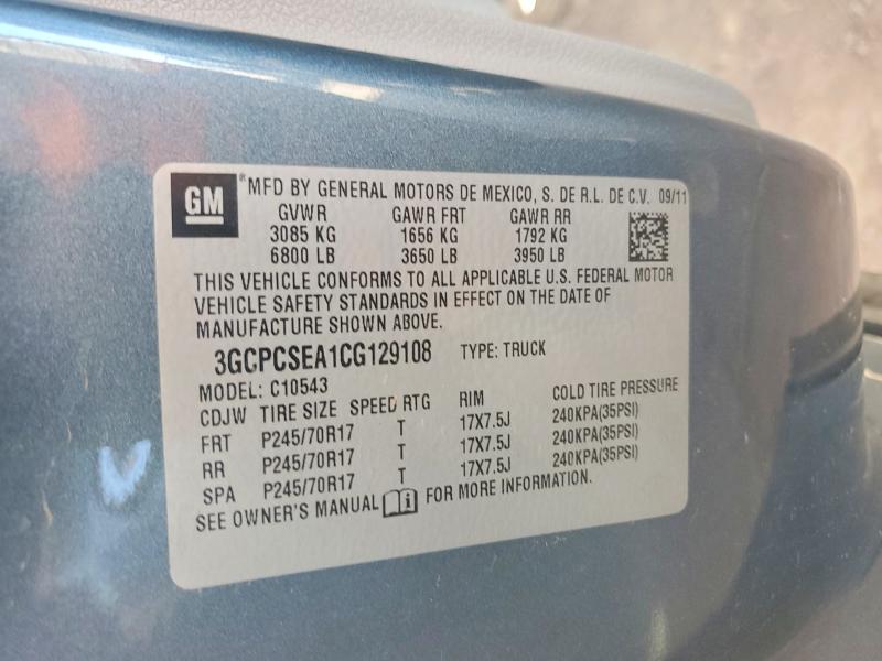 58477216 :رقم المزاد ، 3GCPCSEA1CG129108 vin ، 2012 Chevrolet Silverado مزاد بيع