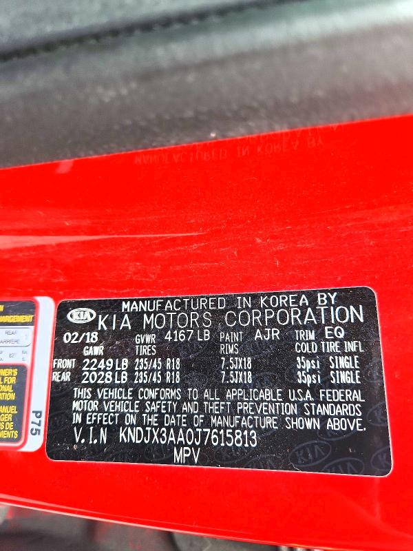 55904026 :رقم المزاد ، KNDJX3AA0J7615813 vin ، 2018 Kia Soul مزاد بيع