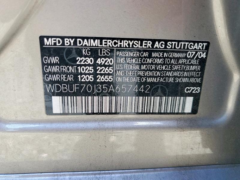 Aukcja sprzedaży 2005 Mercedes-benz E, vin: WDBUF70J35A657442, numer aukcji: 55990866