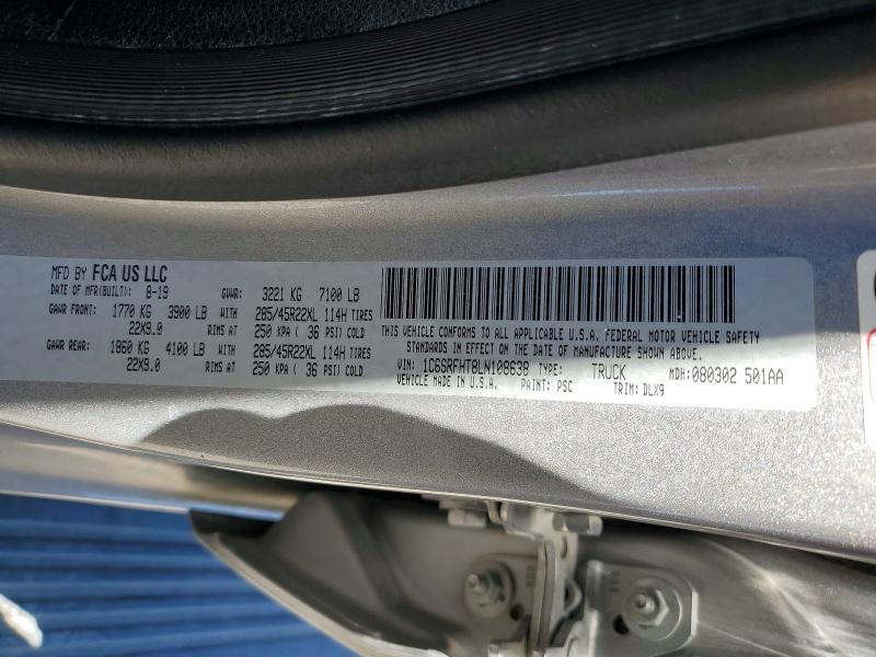 Продажа на аукционе авто 2020 Ram 1500, vin: 1C6SRFHT8LN108638, номер лота: 55703056