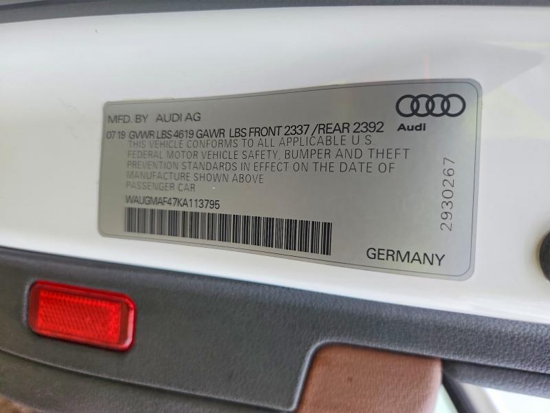 Aukcja sprzedaży 2019 Audi A4, vin: WAUGMAF47KA113795, numer aukcji: 56260716