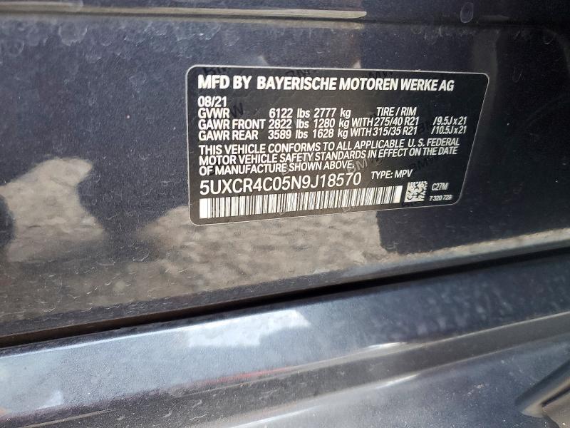 2022 Bmw X5 მანქანა იყიდება აუქციონზე, vin: 5UXCR4C05N9J18570, აუქციონის ნომერი: 59138386