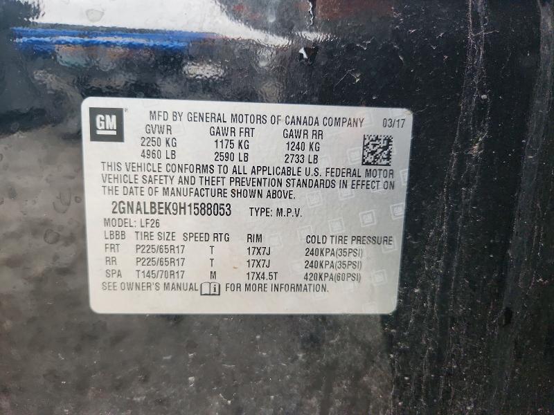 Aukcja sprzedaży 2017 Chevrolet Equinox, vin: 2GNALBEK9H1588053, numer aukcji: 56142646