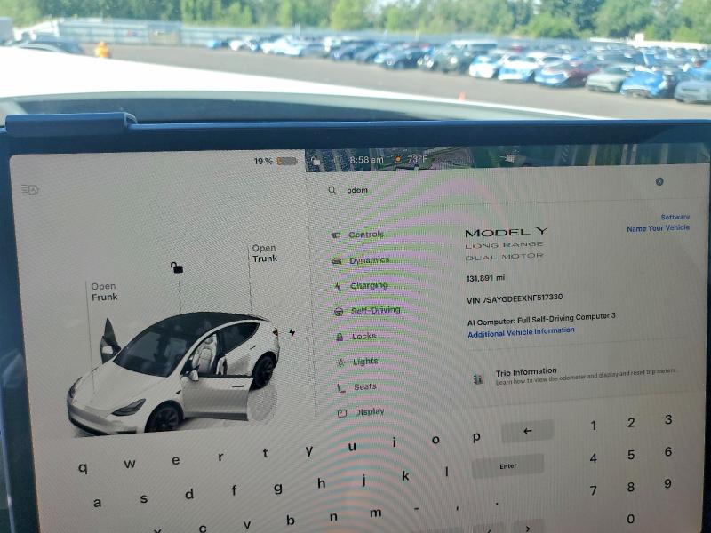 Продаж на аукціоні авто 2022 Tesla Model Y, vin: 7SAYGDEEXNF517330, номер лоту: 58325256