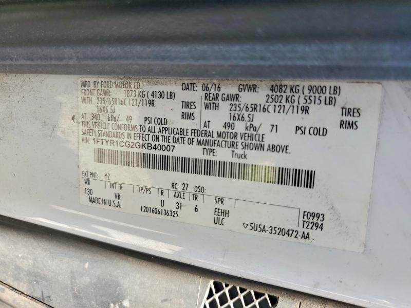 Aukcja sprzedaży 2016 Ford Transit, vin: 1FTYR1CG2GKB40007, numer aukcji: 56124836