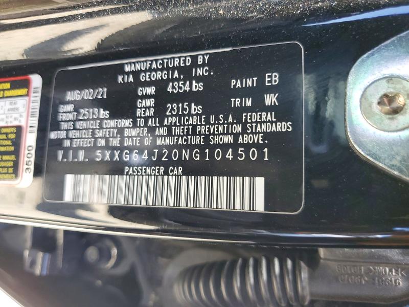 2022 Kia K5 მანქანა იყიდება აუქციონზე, vin: 5XXG64J20NG104501, აუქციონის ნომერი: 55560086
